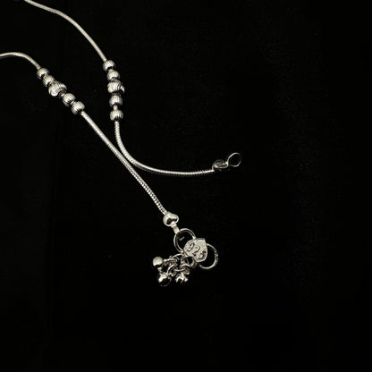 Beaded Sterling Silver Anklet