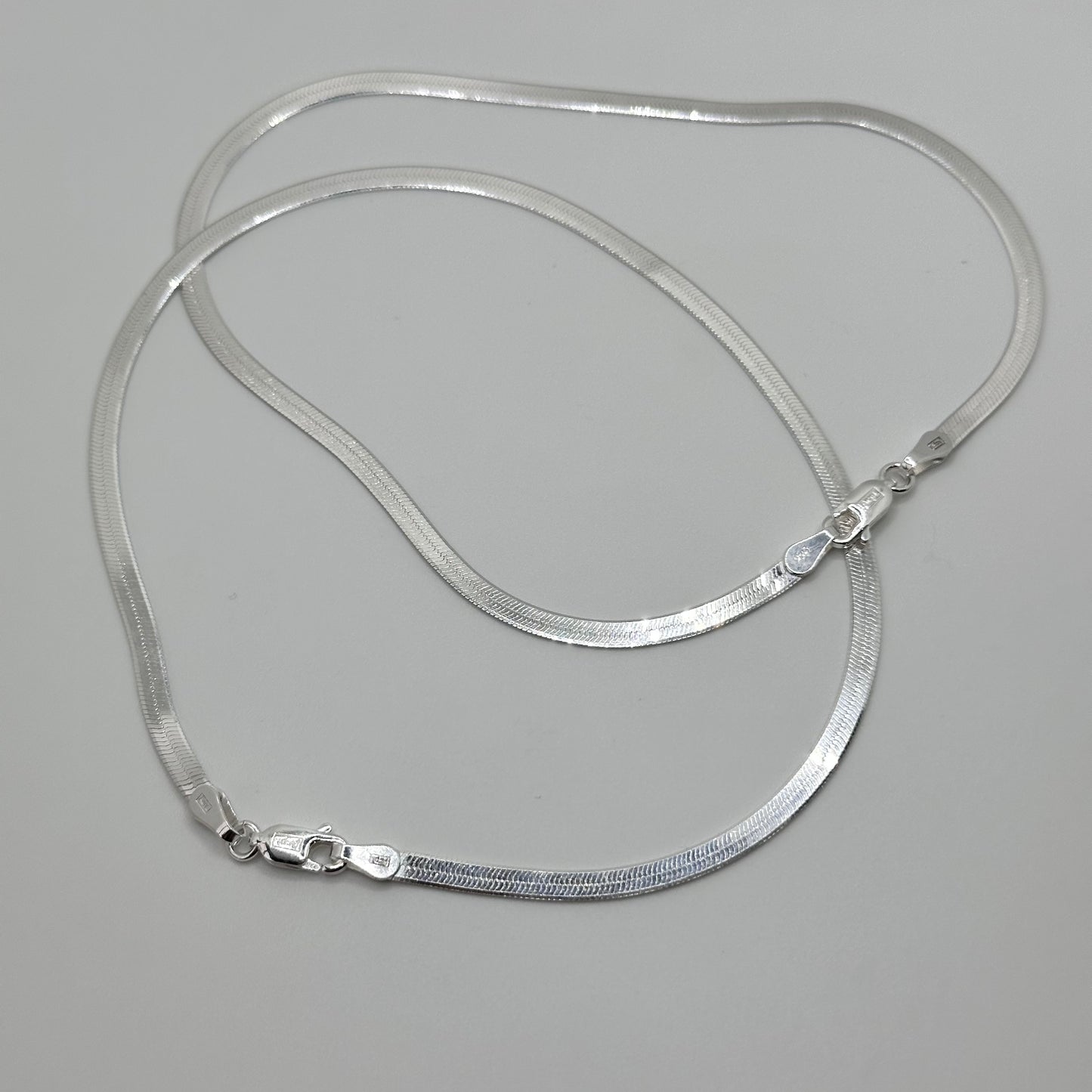 Flat Silver Snake Shiny Chain Anklet