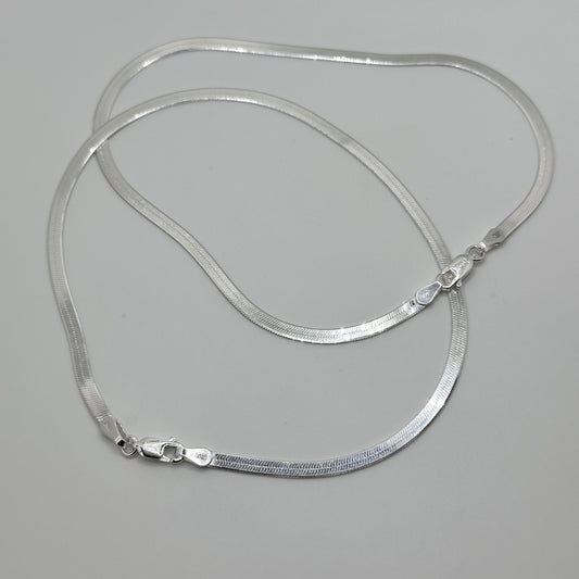 Flat Silver Snake Shiny Chain Anklet