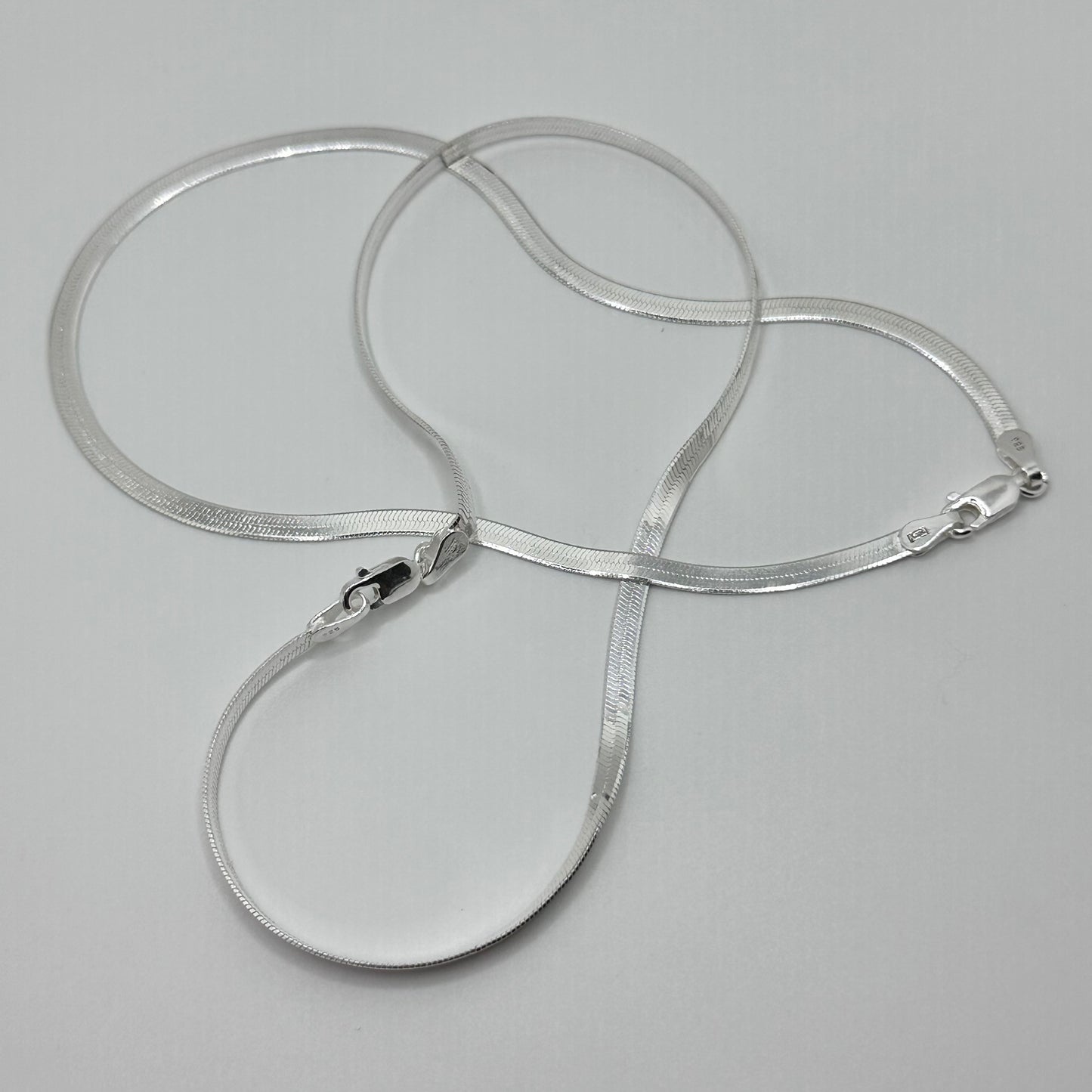 Flat Silver Snake Shiny Chain Anklet