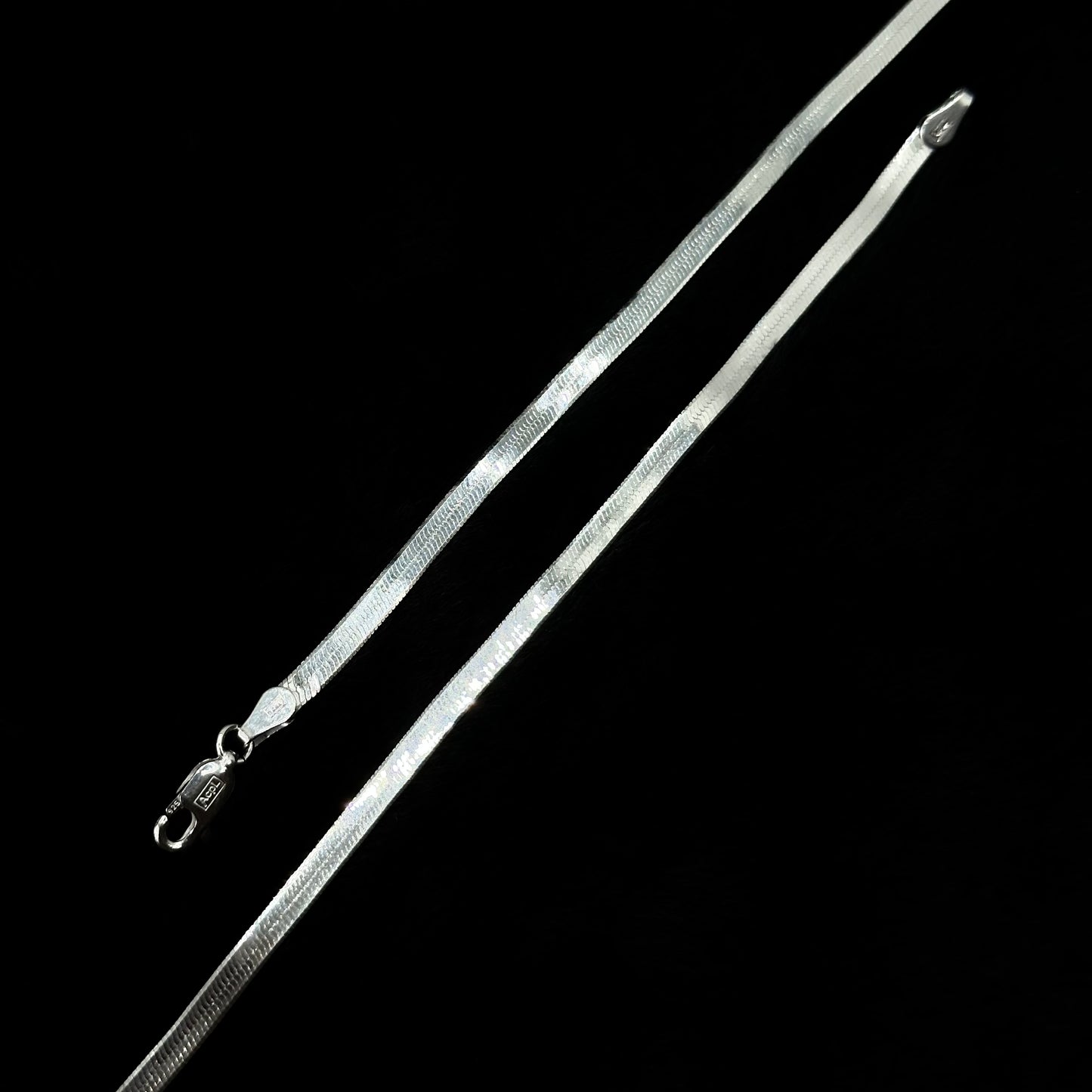 Flat Silver Snake Shiny Chain Anklet