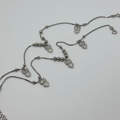 Wisdom Owl Charm Silver Anklet