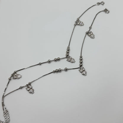 Wisdom Owl Charm Silver Anklet