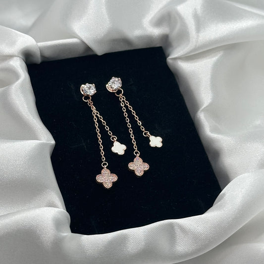 Dangle 2 in 1 Earrings with Clover Charms