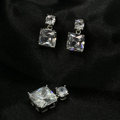 Elegant Princess-Cut Silver Pendant Set