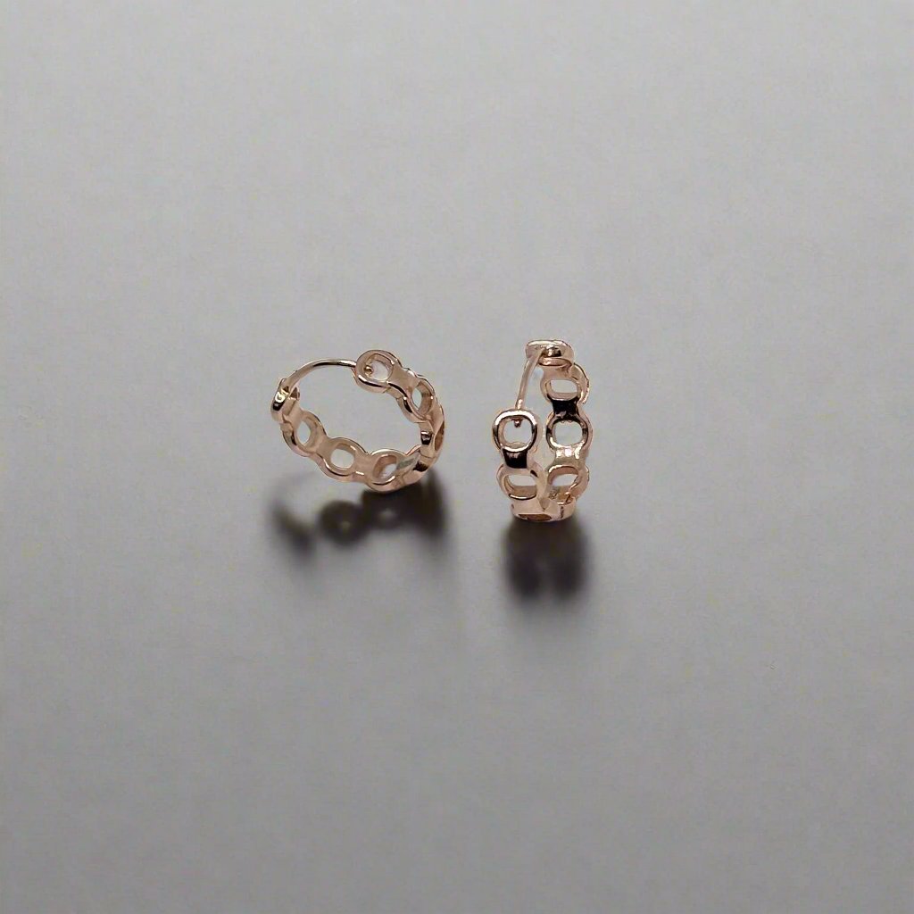 Rose Gold Plated Silver Hoop Earrings with Cutouts