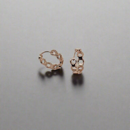 Rose Gold Plated Silver Hoop Earrings with Cutouts