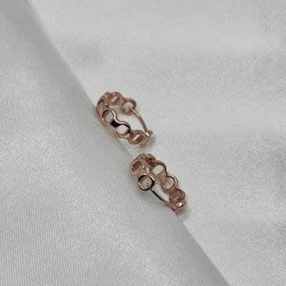 Rose Gold Plated Silver Hoop Earrings with Cutouts