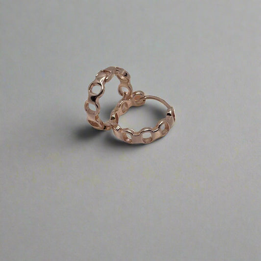 Rose Gold Plated Silver Hoop Earrings with Cutouts