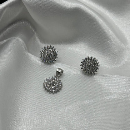 Silver Sunburst Pendant Set