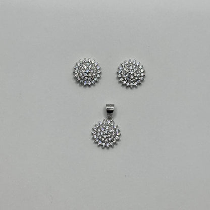 Silver Sunburst Pendant Set