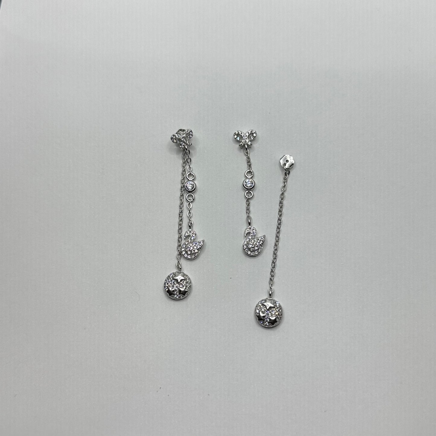 Swan 2 in 1 Drop Earrings with Crystal Accents