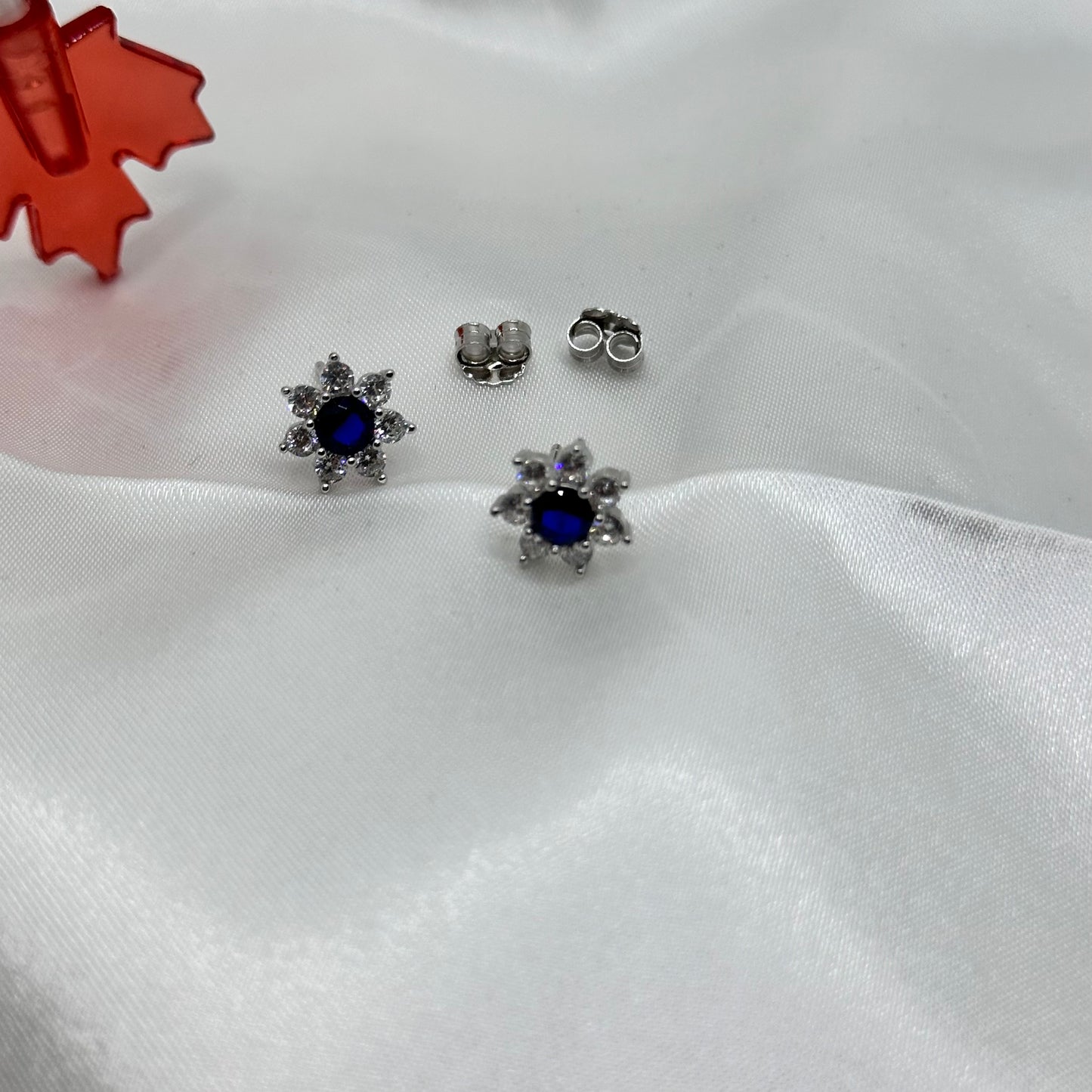 Starburst Sapphire Silver Earrings