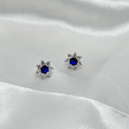 Starburst Sapphire Silver Earrings