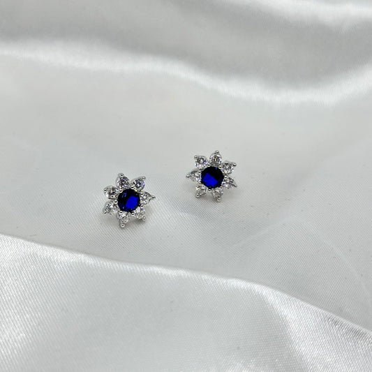 Starburst Sapphire Silver Earrings
