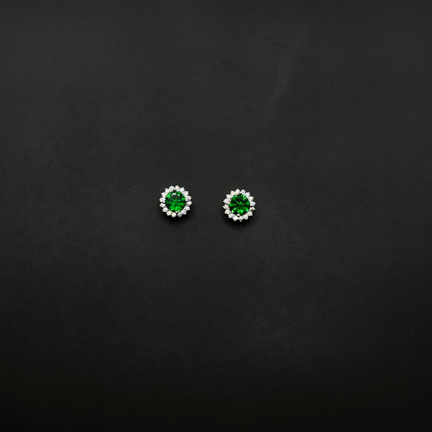Emerald Halo Stud Earrings
