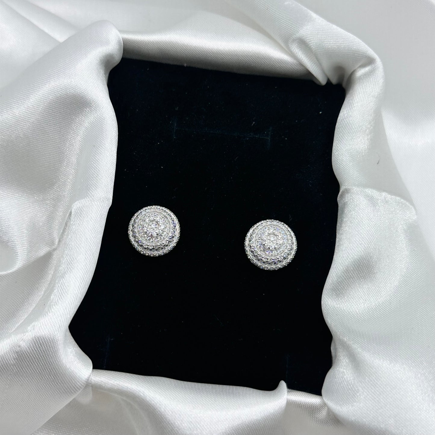 Diamond-Encrusted Silver Studs