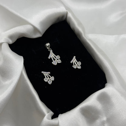 Heart Drizzle Silver Pendant Set