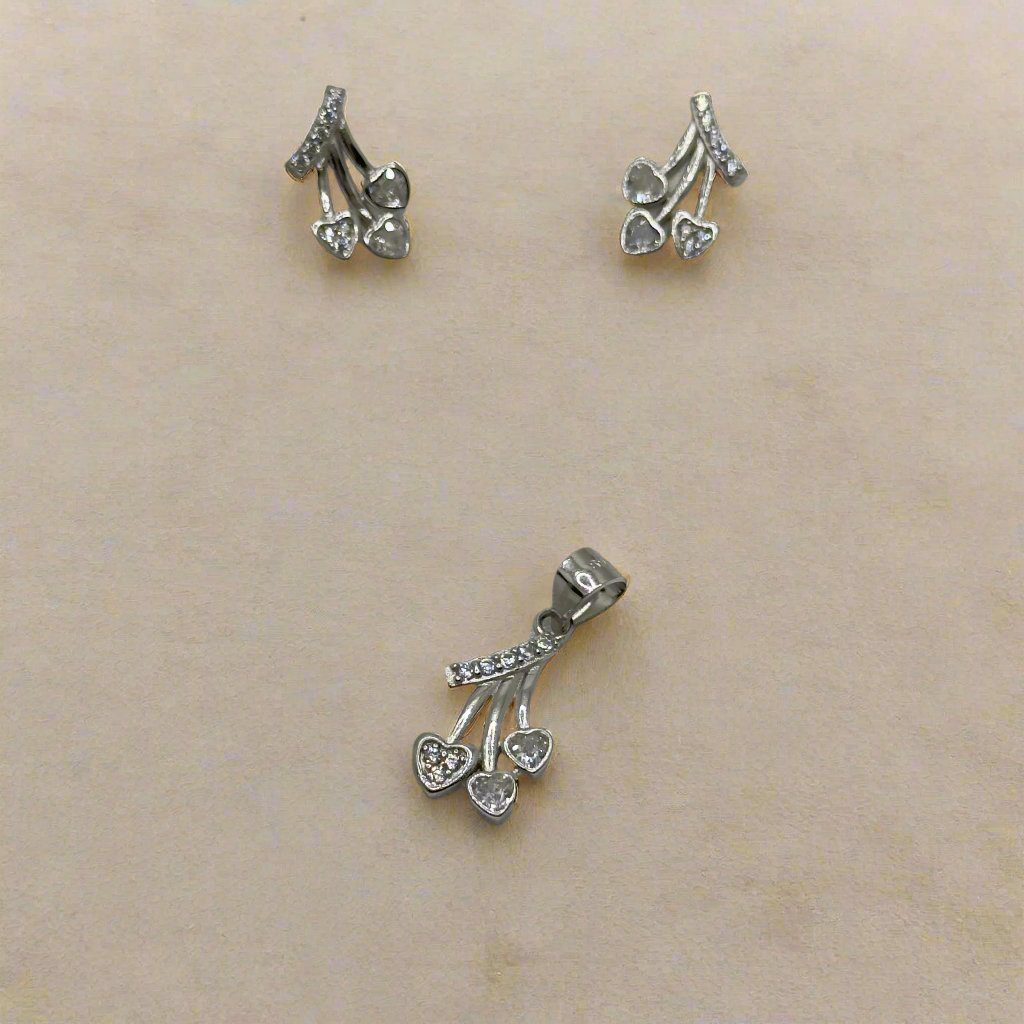 Heart Drizzle Silver Pendant Set