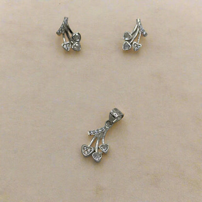 Heart Drizzle Silver Pendant Set