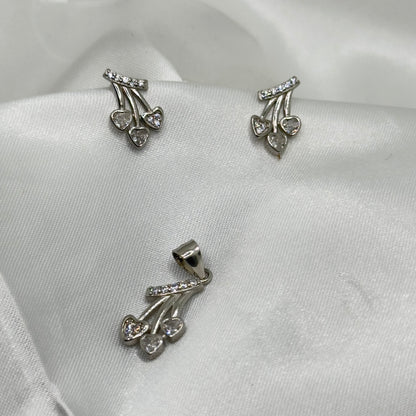 Heart Drizzle Silver Pendant Set