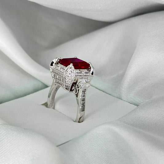 Bold Ruby Centrepiece Silver Ring
