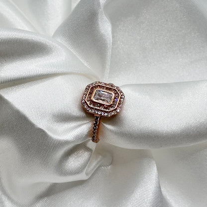 Emerald-Cut Ring with Simulated Stones
