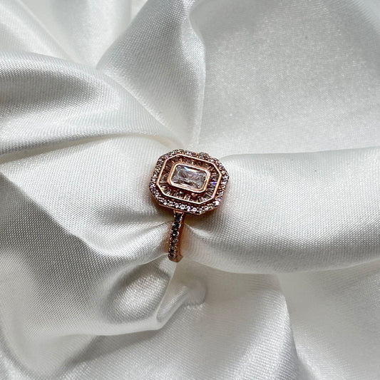 Emerald-Cut Ring with Simulated Stones