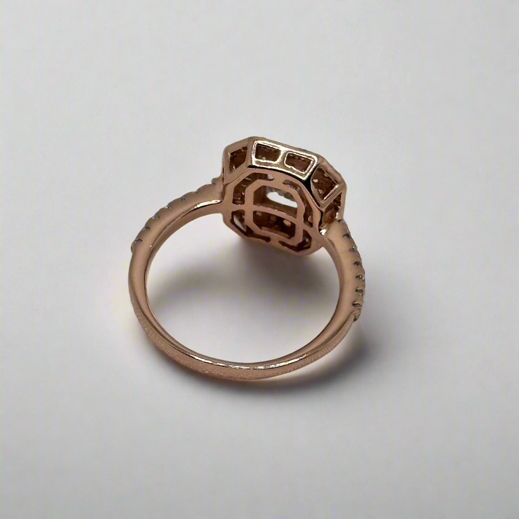 Emerald-Cut Ring with Simulated Stones