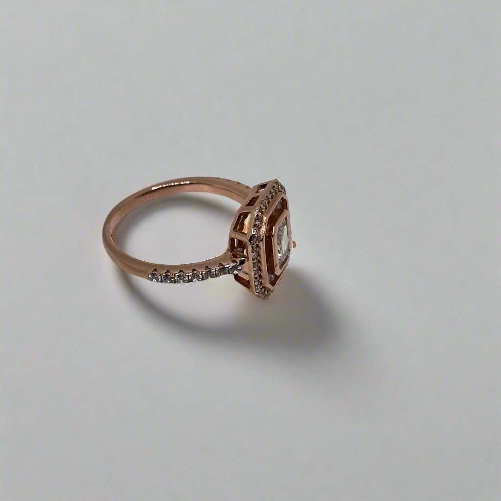 Emerald-Cut Ring with Simulated Stones