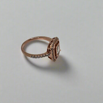 Emerald-Cut Ring with Simulated Stones