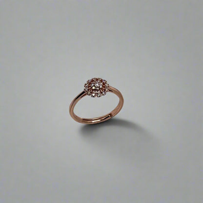 Floral Rose Gold Ring with Cubic Zirconia