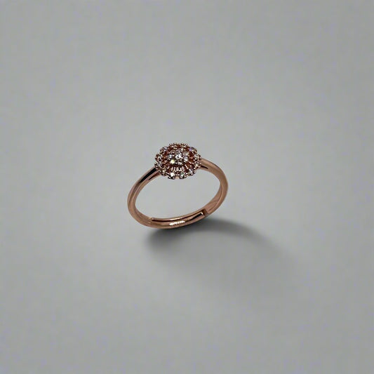 Floral Rose Gold Ring with Cubic Zirconia