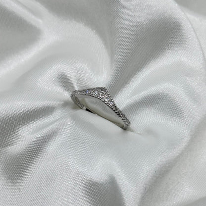 Chevron Wishbone Ring with Cubic Zirconia