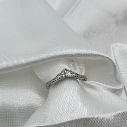 Chevron Wishbone Ring with Cubic Zirconia