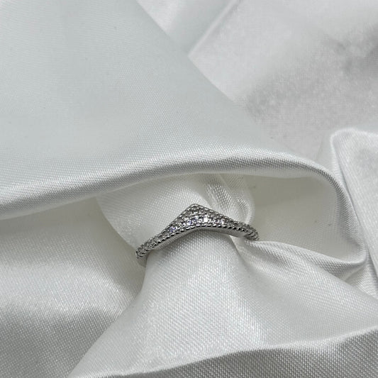 Chevron Wishbone Ring with Cubic Zirconia