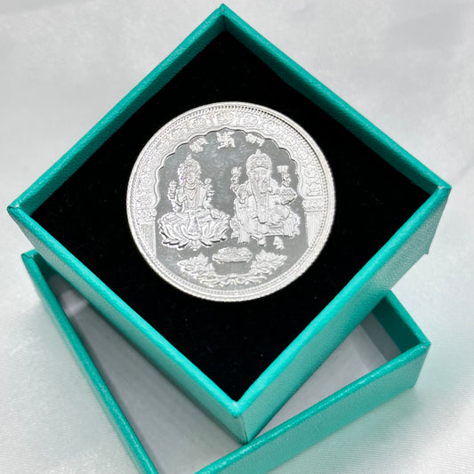 Lakshmi and Ganesha engarved Silver Coin 999