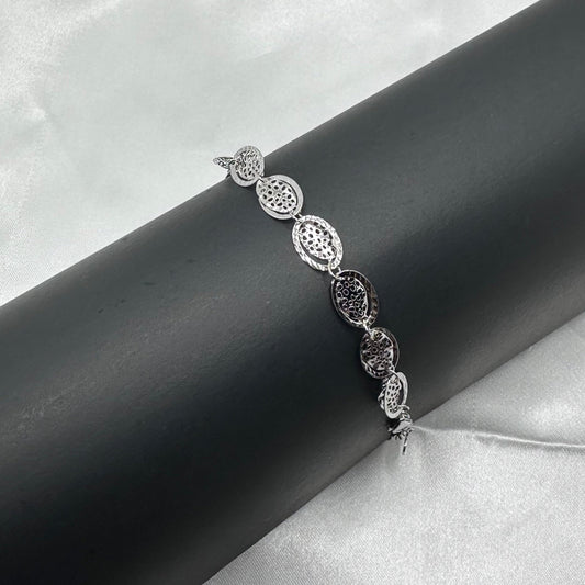 Textured Silver Oval Bracelet