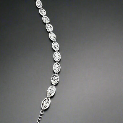 Textured Silver Oval Bracelet