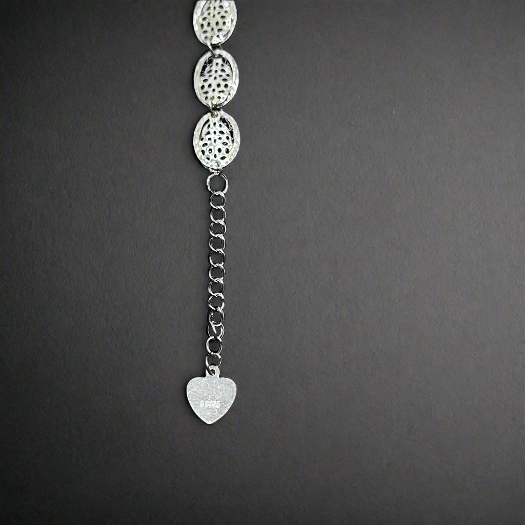 Textured Silver Oval Bracelet