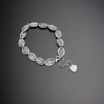 Textured Silver Oval Bracelet