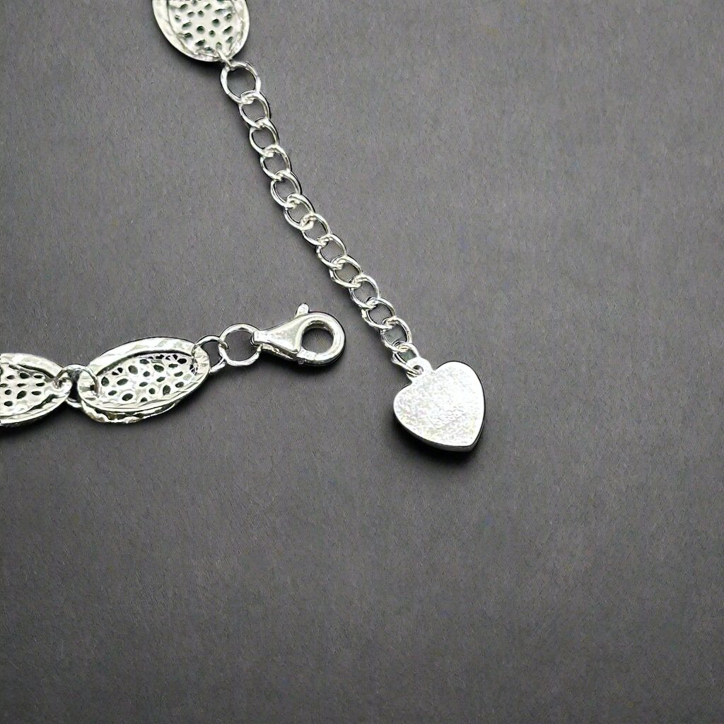 Textured Silver Oval Bracelet