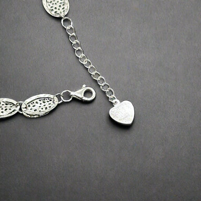 Textured Silver Oval Bracelet