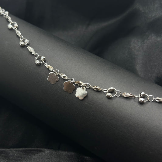 Floral Charm Elegant Silver Bracelet