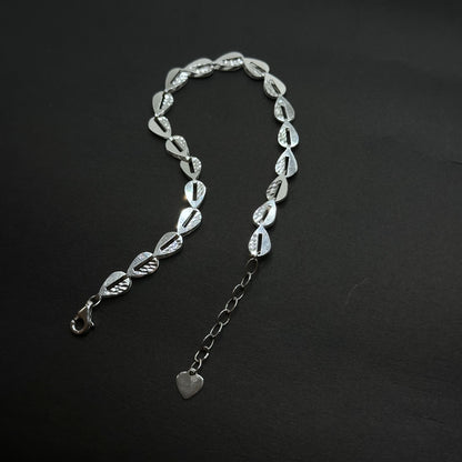 Shiny Silver Leaf Bracelet
