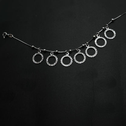 Circle Charm Bracelet with Textured Hoops