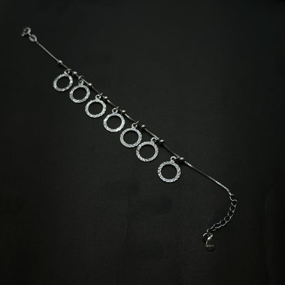 Circle Charm Bracelet with Textured Hoops