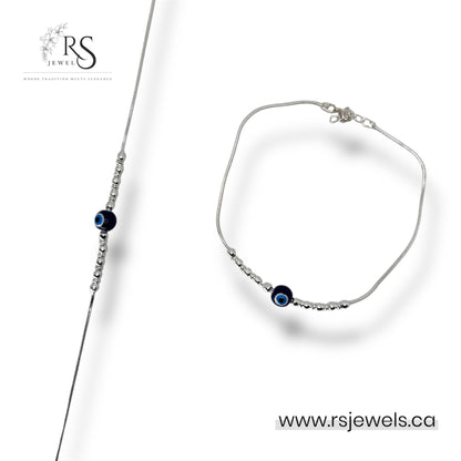 Sterling Silver Evil Eye Anklet – Adjustable Protection Jewelry for Women